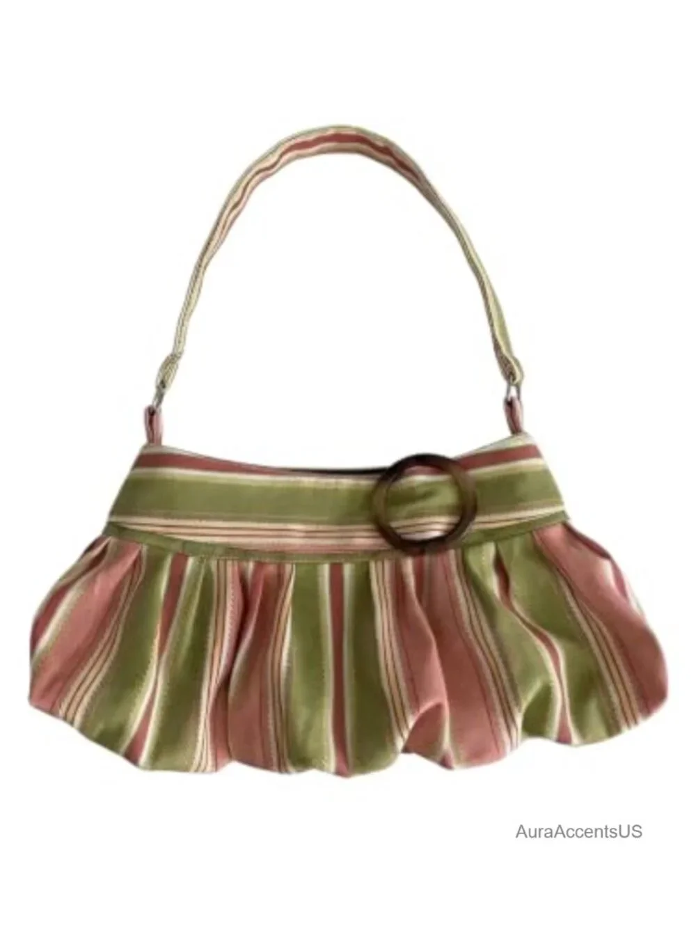 Striped Hobo Handbag Ruched Single Strap Retro Y2K Underarm Purse